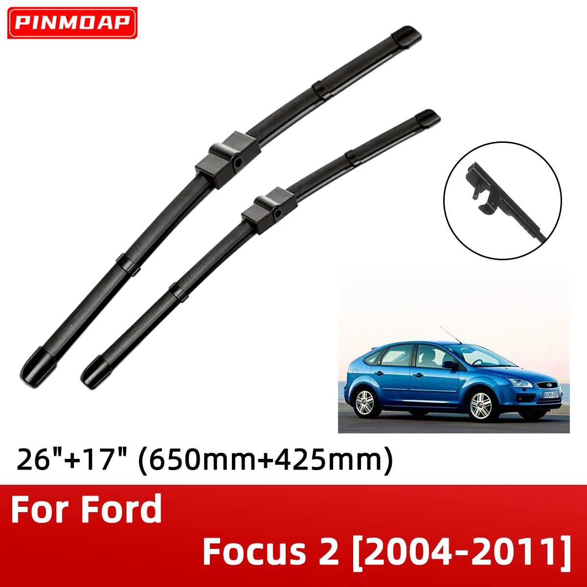 

Front Wiper Blades For Ford Focus 2 2004-2011 Windshield Windscreen Window 26"+17" 2004 2005 2006 2007 2008 2009 2010 2011