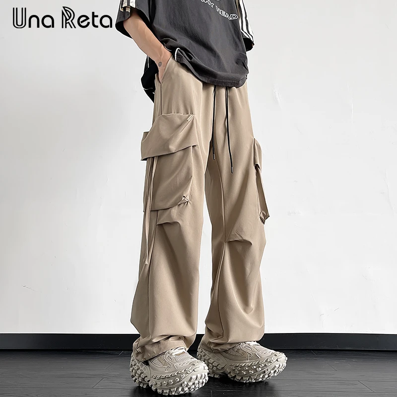 

Una Reta 2024 New Man Pants Harajuku Hip Hop cargo Pants Men Sweatpants Fashion Elastic Waistline Sweatpants Trousers