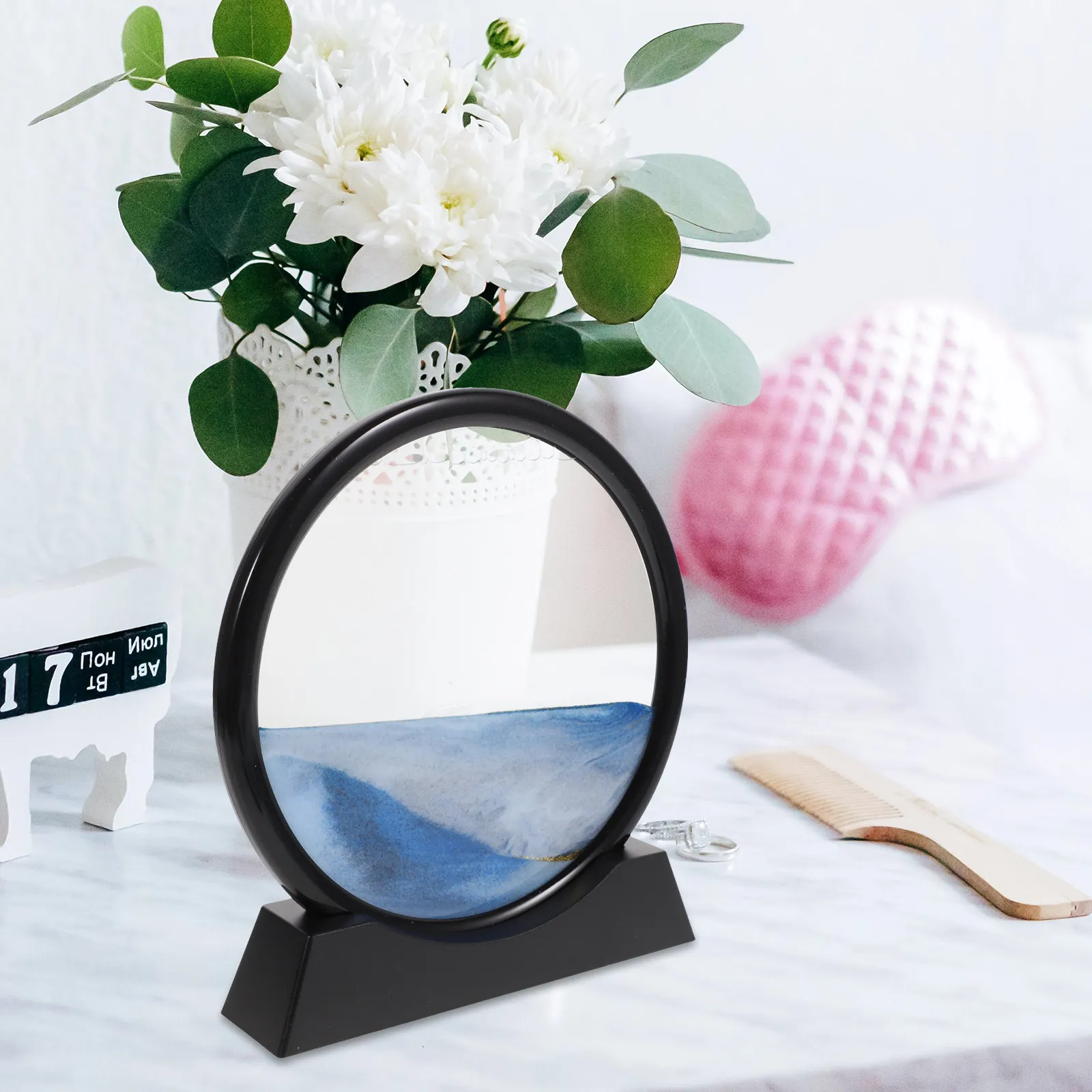 3D-картина из песка «Плавающий пейзаж»: песочные часы, динамичная живопись, декор для стола, офиса, полки, дома, подарок, для бассейна, с эффектом воды