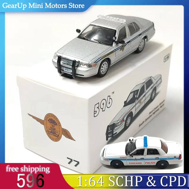 

Масштаб 596 1:64 Ford Crown Victoria - SCHP Cruiser & CPD Squad Car Американская полицейская мускулистая машина Винтажная литая под давлением модель из сплава, игрушки