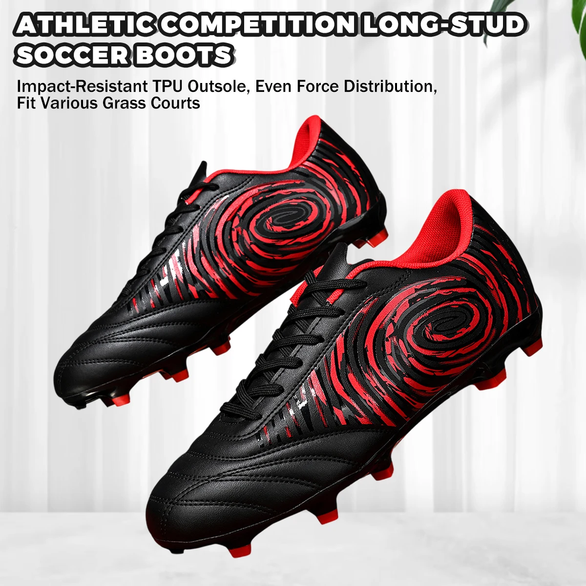 Adult AG FG Football Cleats Lightweight Anti Slip Long Spikes Soccer Shoes Wear Resistant Outdoor Grass Pitch Footwear