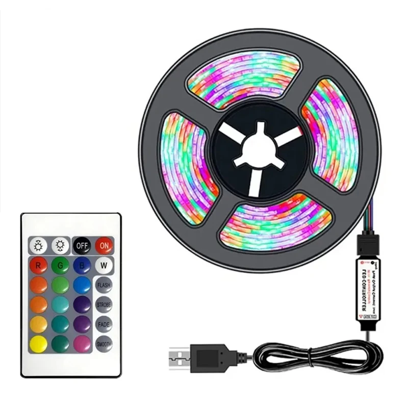 2835 10M LED Lights Strip 24 Key IR Remote Control Podświetlenie TV Light Belt Elastyczne oświetlenie szafki do wystroju domu DIY