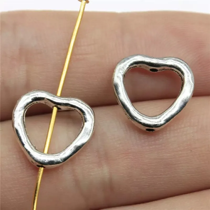 400 Stück antike Herz-Abstandshalter aus Silberlegierung, 14 x 14 mm, DIY-Schmuckherstellung # 2884 – Detail 2