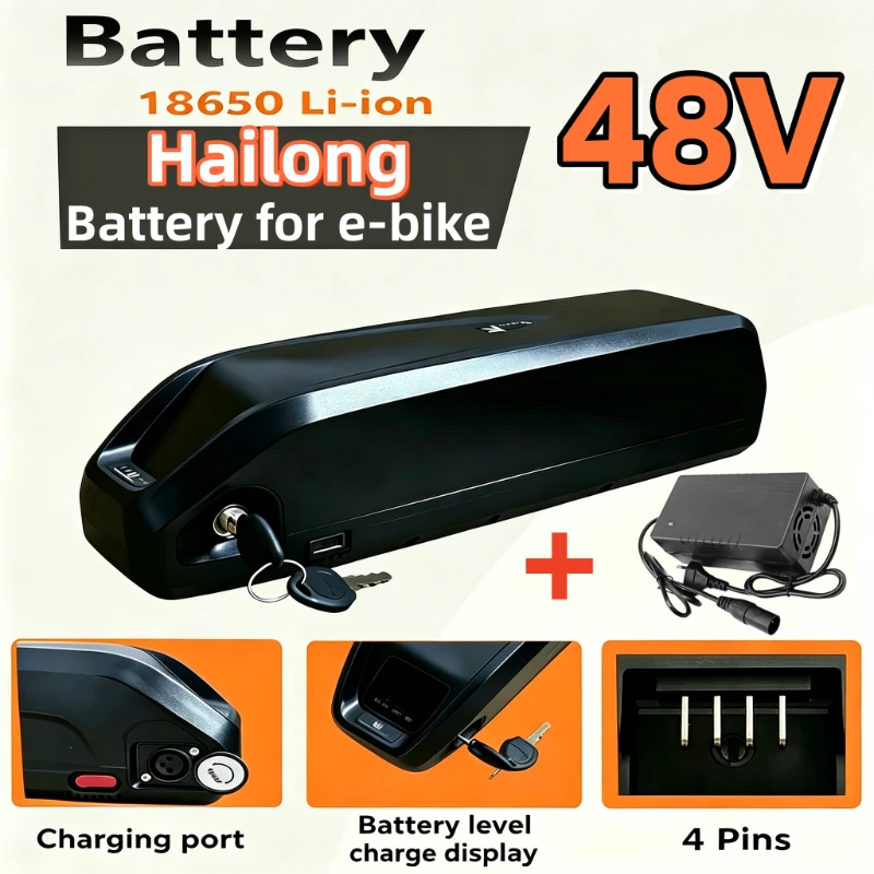 Disponibile in magazzino UE, batteria Hailong per bicicletta elettrica 48V USB 18650 BBS02 BBS03 BBSHD 20Ah 30Ah 40Ah 300W/500W/800W/1000W, motore ottagonale per bicicletta elettrica, caricabatterie