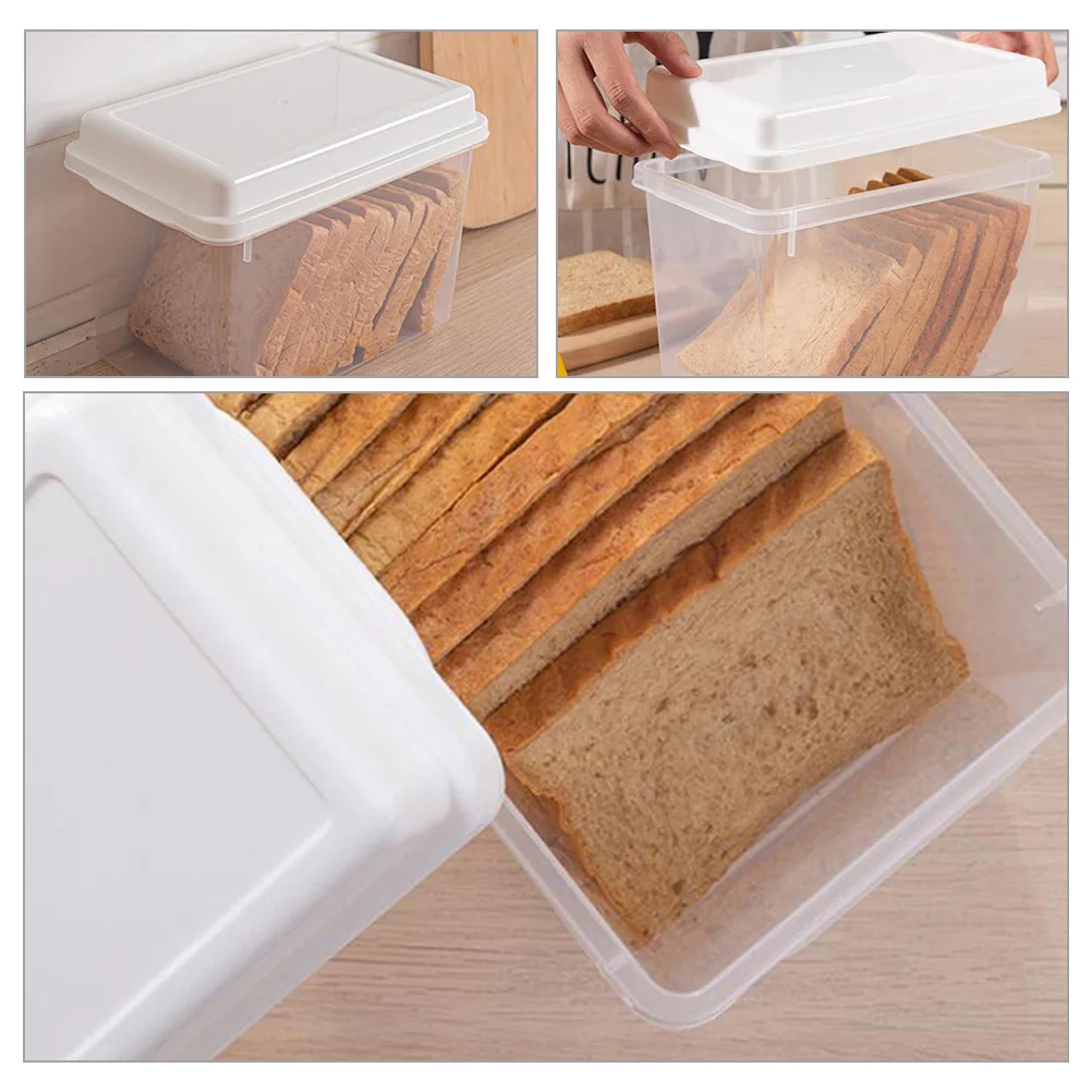 

2 Pcs Fresh-keeping Sealed Box Bread Storage Containers Plastic Bin Holder Keeper Loaf