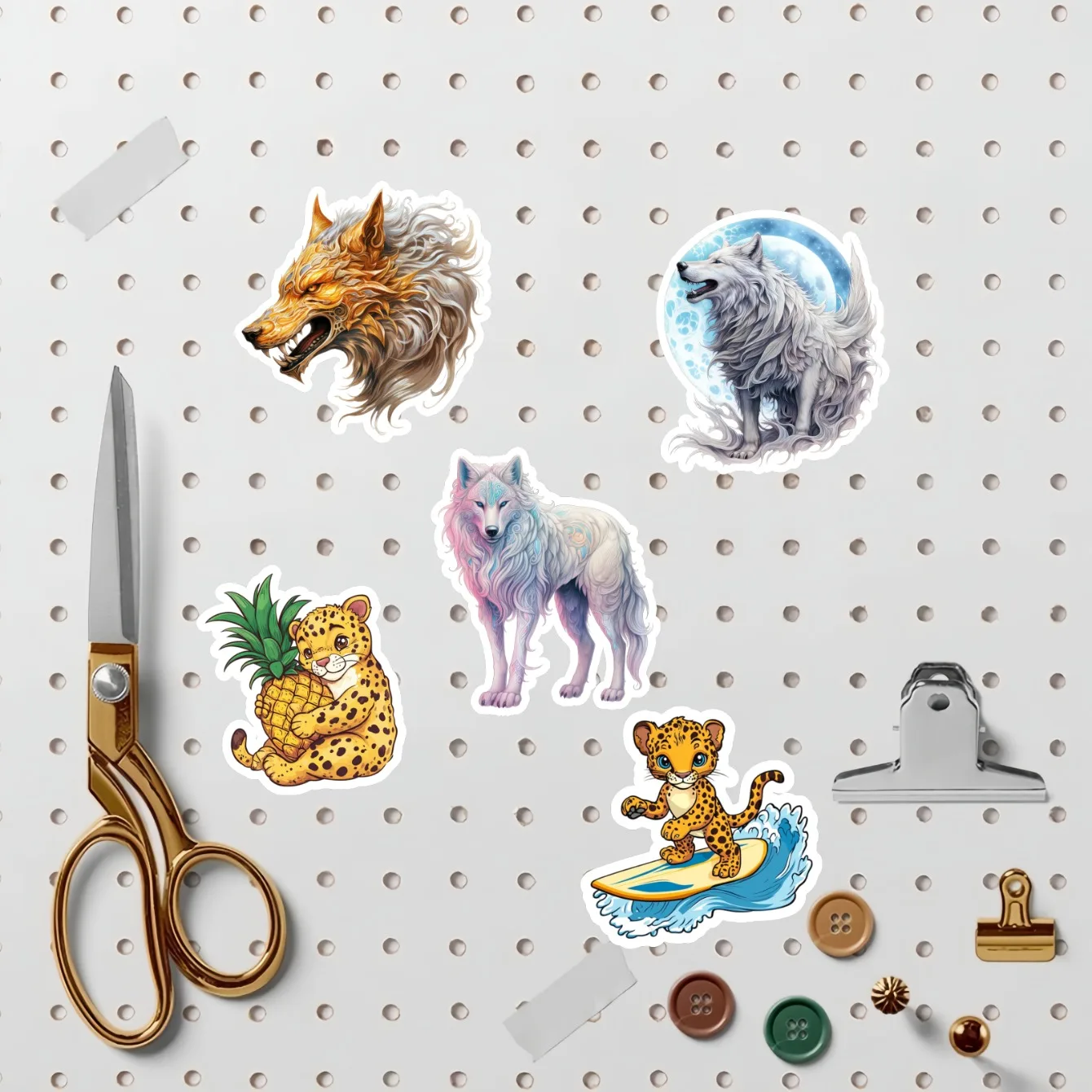 18pcs Creative Cute Fantasy Wolf King Scrapbooking Stickers /Decorative Sticker Decoration /paper Stickers  japanese stationery