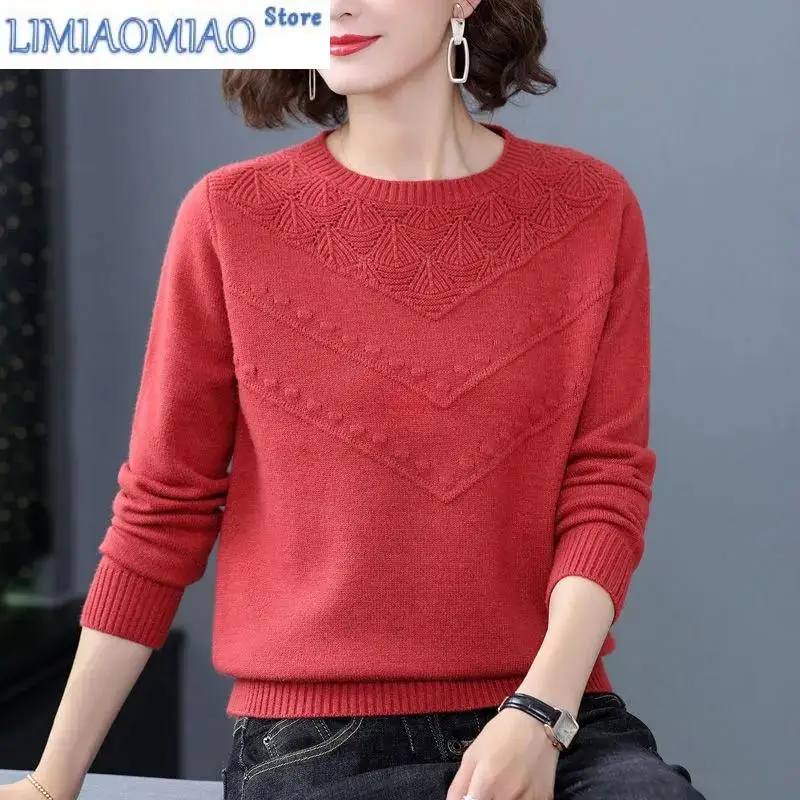 

New Autumn Winter Fashion Women Sweater Elegant Round Collar Pullover Sweater Female Loose Knitting Bottoming Shirt Jumper