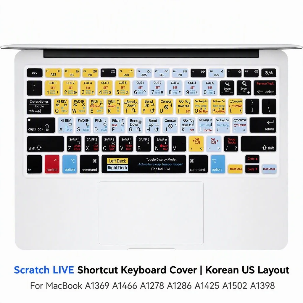 HRH Korean Serato Scratch Live Shortcuts Hotkeys Silicone Keyboard Cover Skin US Layout For Mac Air Pro Retina 13