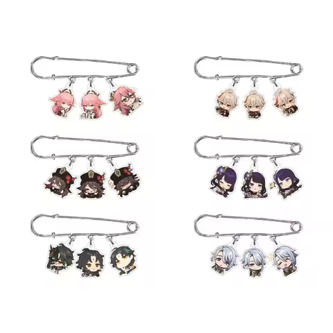 Yuan Shen Cosplay Brooch Pins Xiao Hu Tao Yae Miko Ayato Raiden Shogun Badge Cute Cartoon Clothing Accessories Brooch Gifts