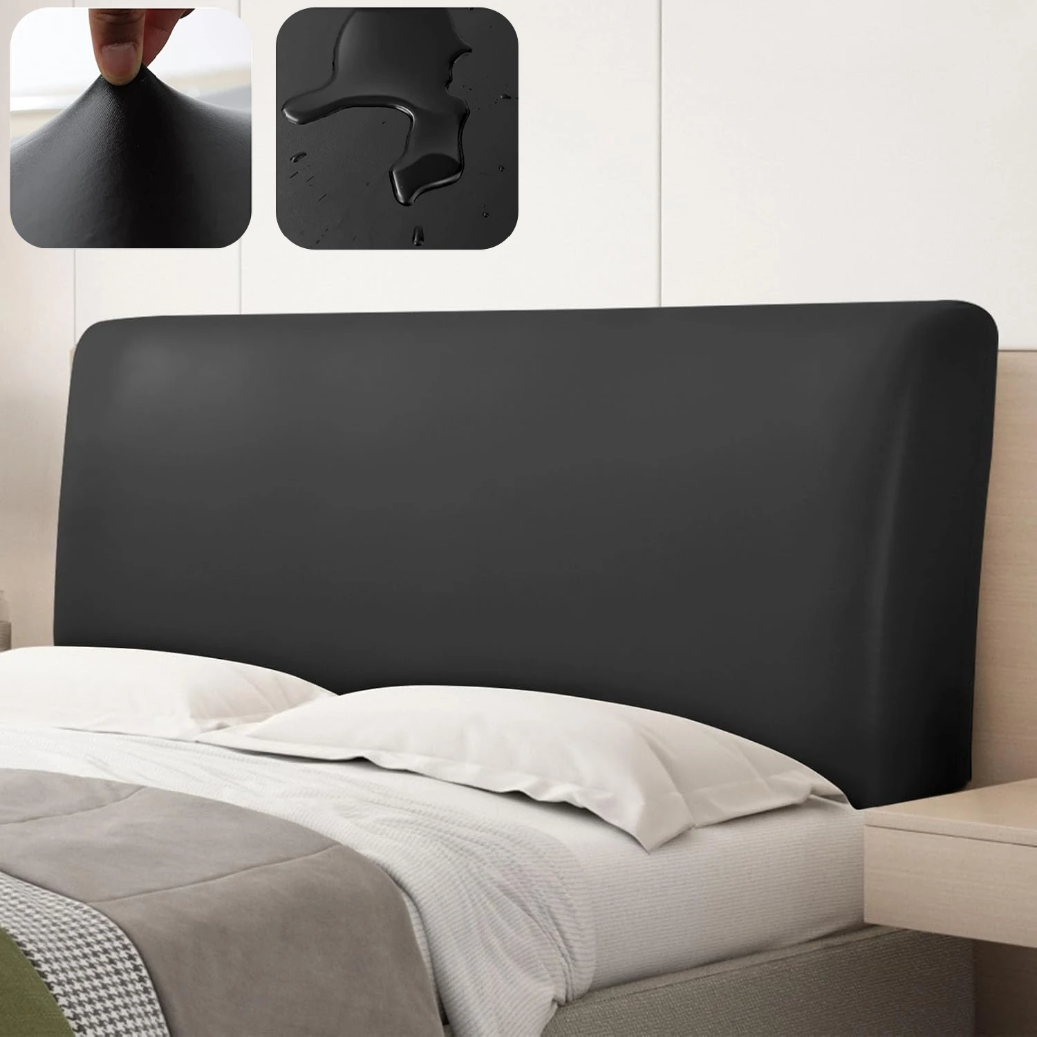 

PU Leather Bed Headboard cover Waterproof All-Inclusive Stretch Bed Headboard Slipcover Dust-Proof Decorative Furniture Cover