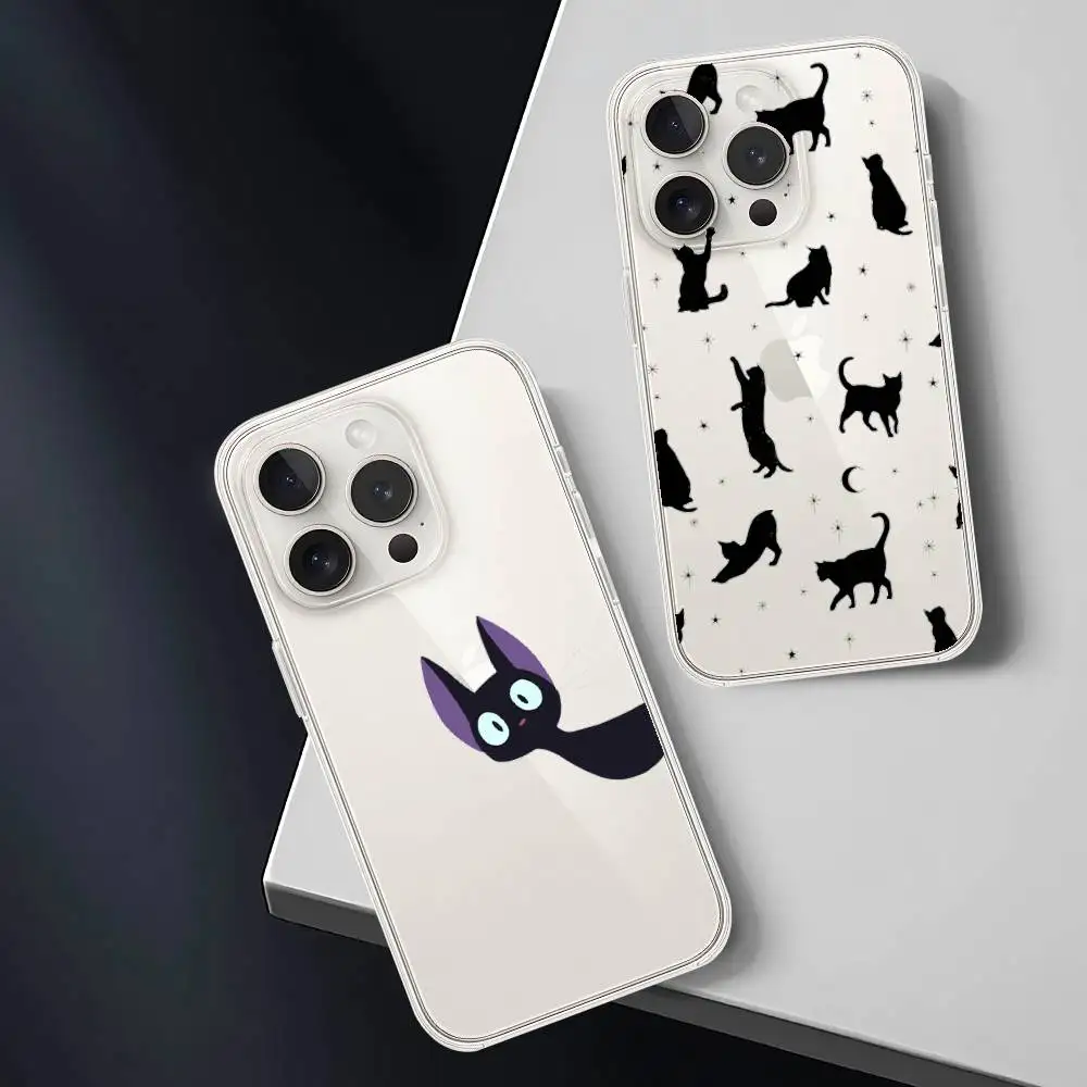 Kikis Delivery Service Cat جراب هاتف آيفون 15 11 13 14 Pro Max 7 8 Plus X Xr Xs Max 16pro 12 mini غطاء شفاف