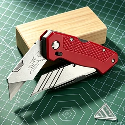 Folding Utility Knife Quick Change Box Cutter Blades with Blade Storage Design Box Knife for Cartons Cardboard and Boxes