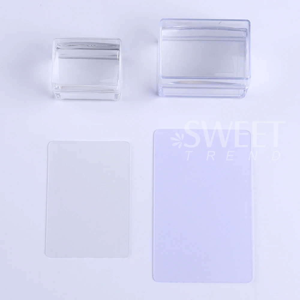 Square Nails Art Stamping Plates Kit French Manicure Transparent Silicone Polish Stencil Template Seal Stamper Scraper Nail Tool image 5