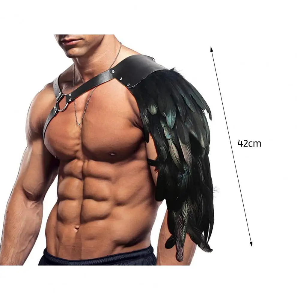 Punk Shoulder Strap Feather Shawl Costume Armour Halloween Cosplay Double Shoulder Guard Harness Punk Performance Masque Armor