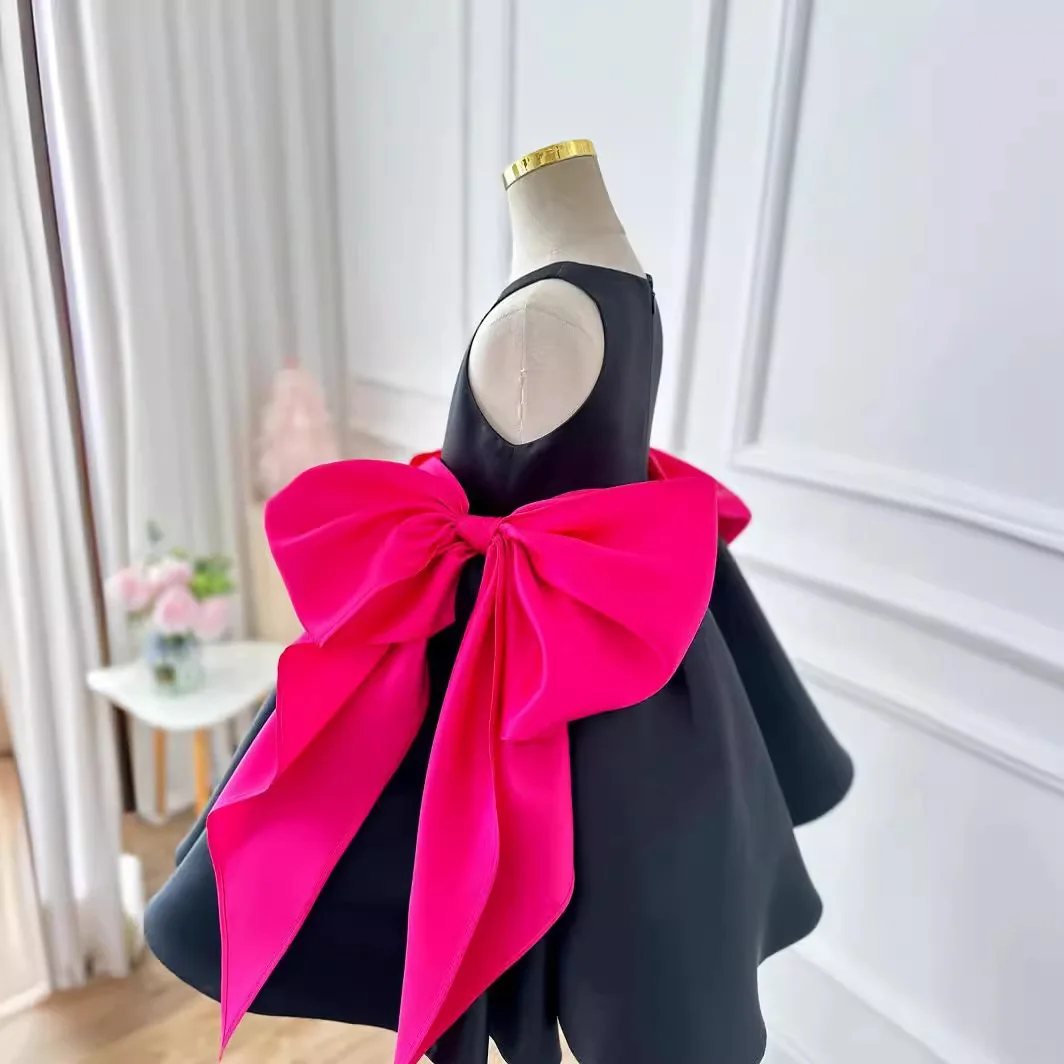 Luxury Big bow girl dress fluffy grand event dress baby girl birthday party princess dress childrens formal occasion dress