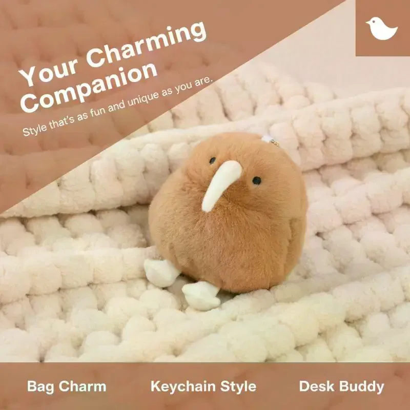 Kiwi Bird Plush Keychain Simulation Cute Kawaii Decor Kids 1Pcs Keyring Cartoon Birds Toys Pendant Girl Room Gifts