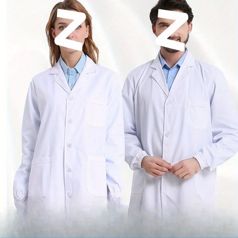 Bata de laboratorio blanca Unisex, uniforme médico Universal de manga larga, vestido de enfermera de manga corta con accesorios para mujer