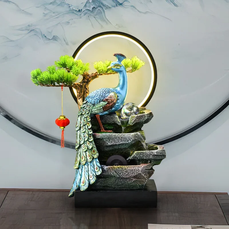 New Chinese finch dance streamer desktop flowing water fountain ornament home living room entrance decoration lucky opening gift