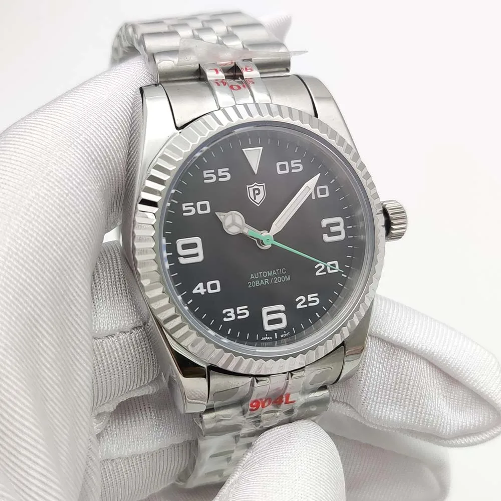 Parnsrpe Relógio Mecânico Automático Masculino 36mm e 39mm Caixa de Safira, C3 Verde Luminoso, Relógio Masculino