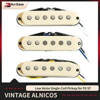 PHRILAM 3 uds Pro poste plano Alnico5 cuello de bobina única/50mm medio/puente de 50mm/juego de pastillas de 52mm para guitarra eléctrica ST, crema