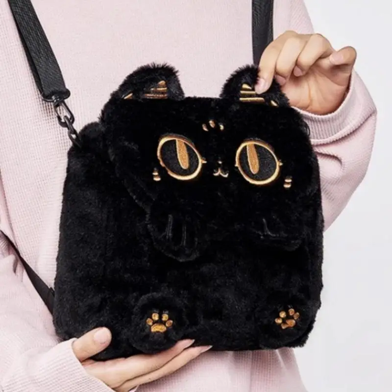 2024 Autumn / Winter Fashion New Plush Cat Shape Embroidery Backpack Original Designer Senior Sense Mini Cute Backpack For Women