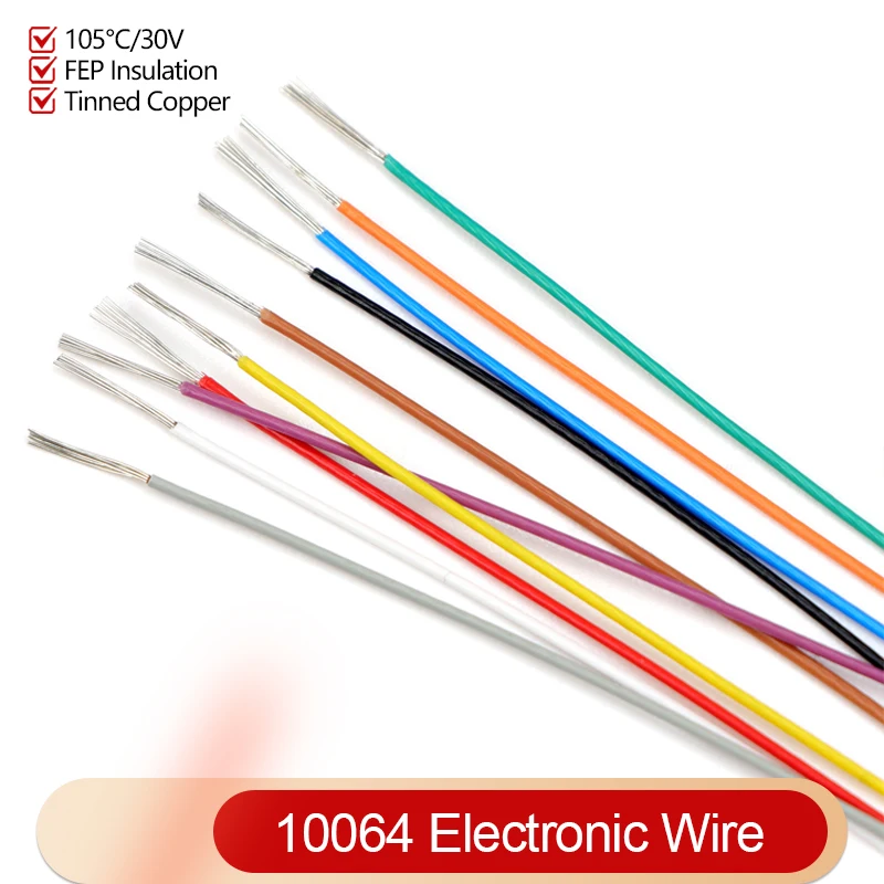10~100m Ultra Fine 10064 Electronic Wire 40 36 34 32 30 28 26AWG Micro Wire DIY Soldering FEP Insulation Tinned Copper Cable