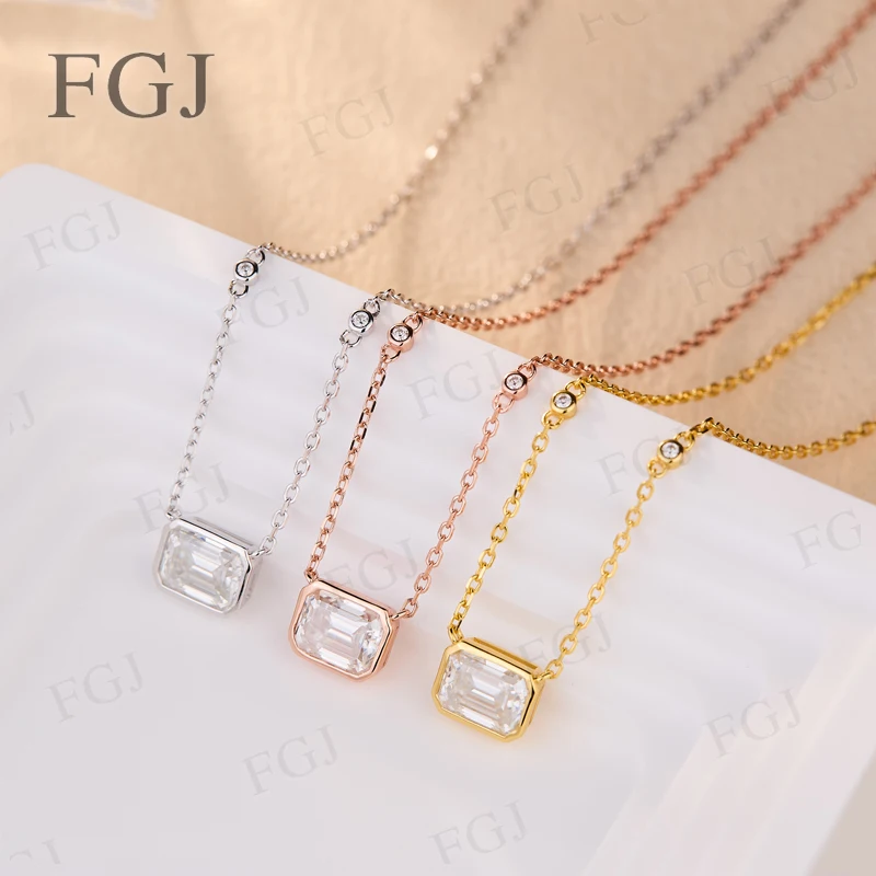 

Moissanite Lab Grpwn Ruby Emerald Sapphire Necklace VVS1 Gold Plated Emerald Pendant Necklace For Women Gilr Birthday Jewelry