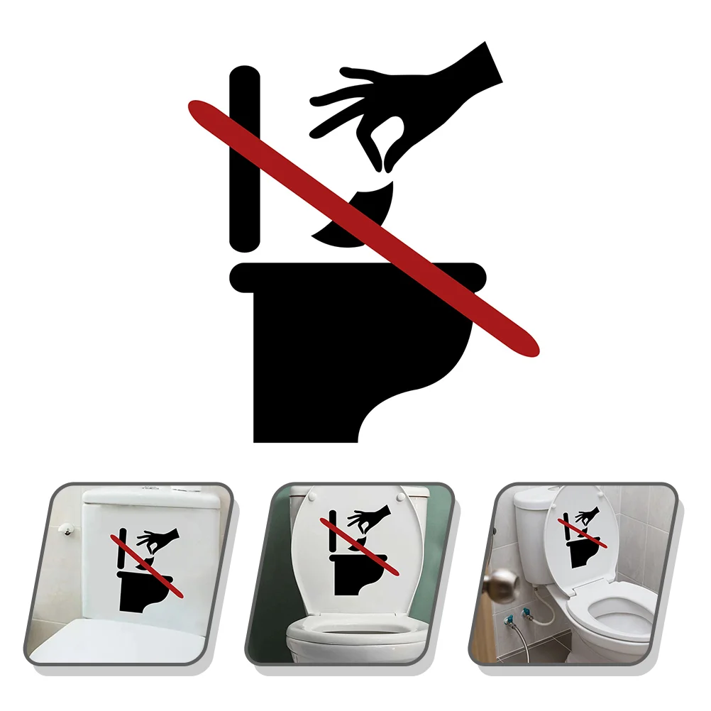 2 Sheets Warning Toilet Sticker Lid Behavior Sign Removable Decal Seat Cling Bathroom Decals Pvc