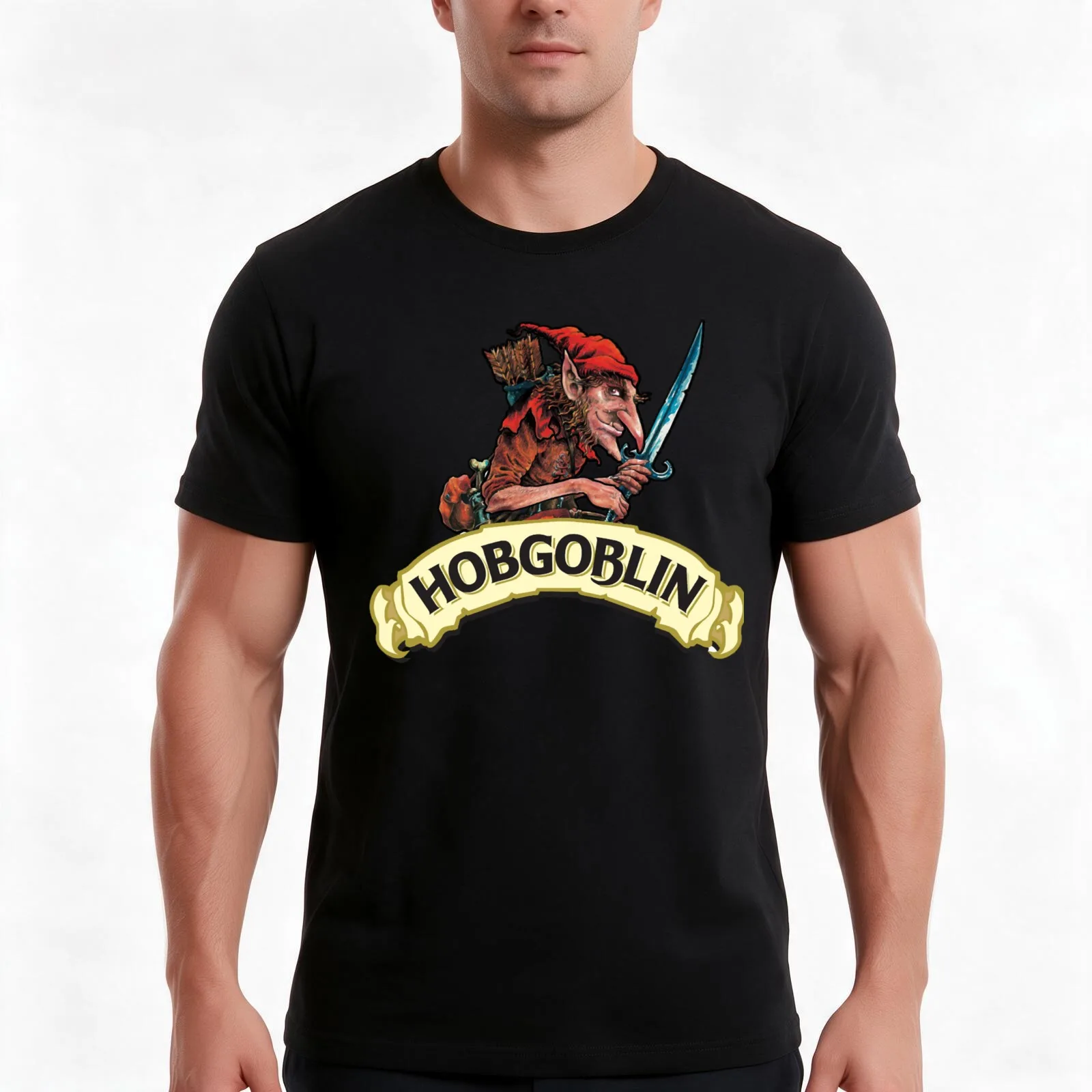Hobgoblin logo Gold Wychwood brewery T-Shirt, Summer Casual Cotton Tee, Oversized Streetwear Tops, Vintage Graphic Print