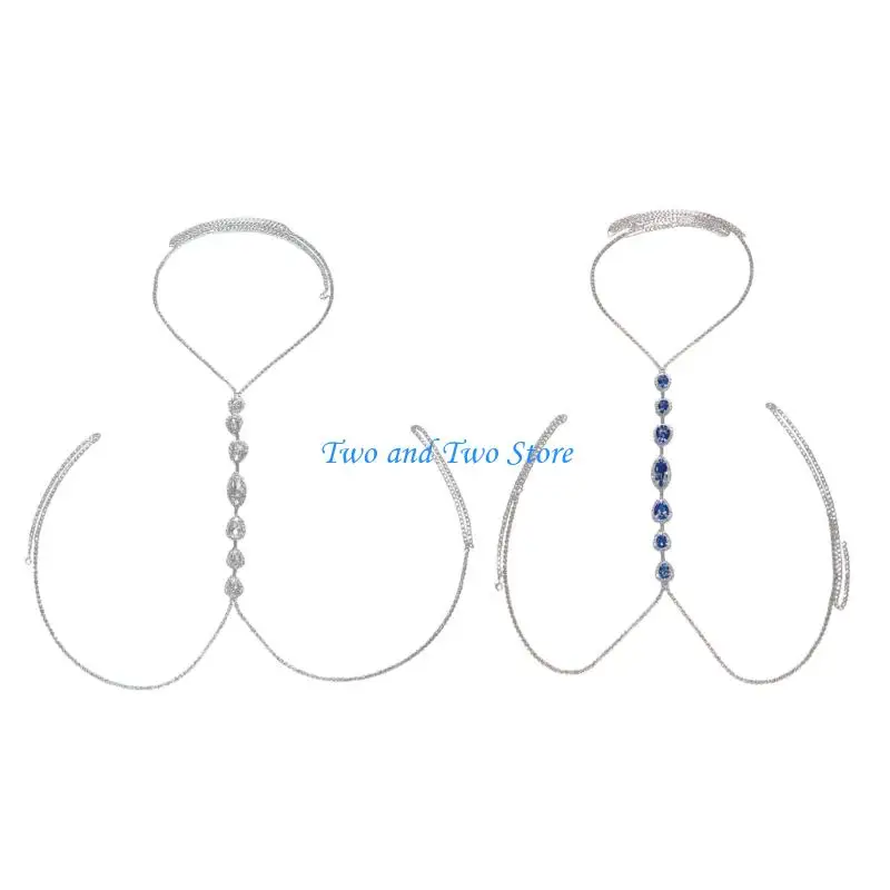

HX6F Crystal Belly Waist Chain Teardrop Rhinestones Body Chain Chest Chain Gifts