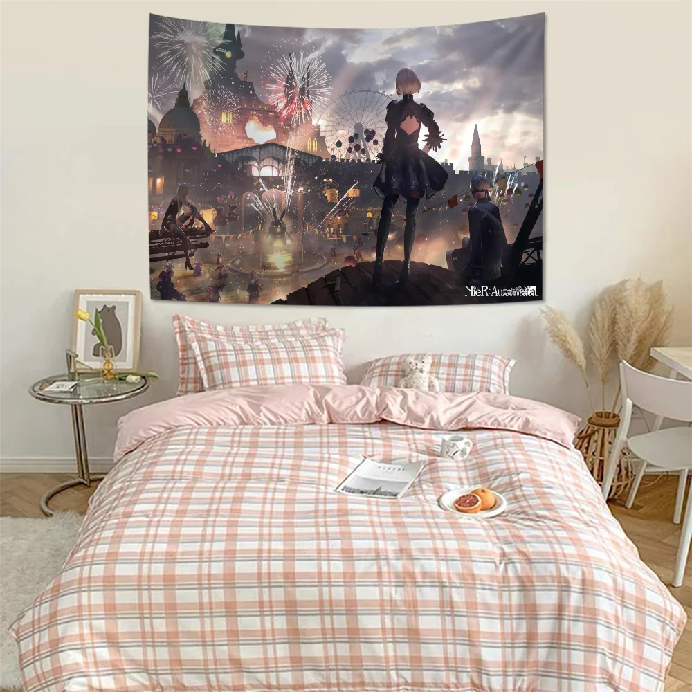 

NieR Automata большой настенный гобелен с принтом, дешевый настенный гобелен в стиле хиппи, богемный настенный гобелен с мандалой, домашний декор
