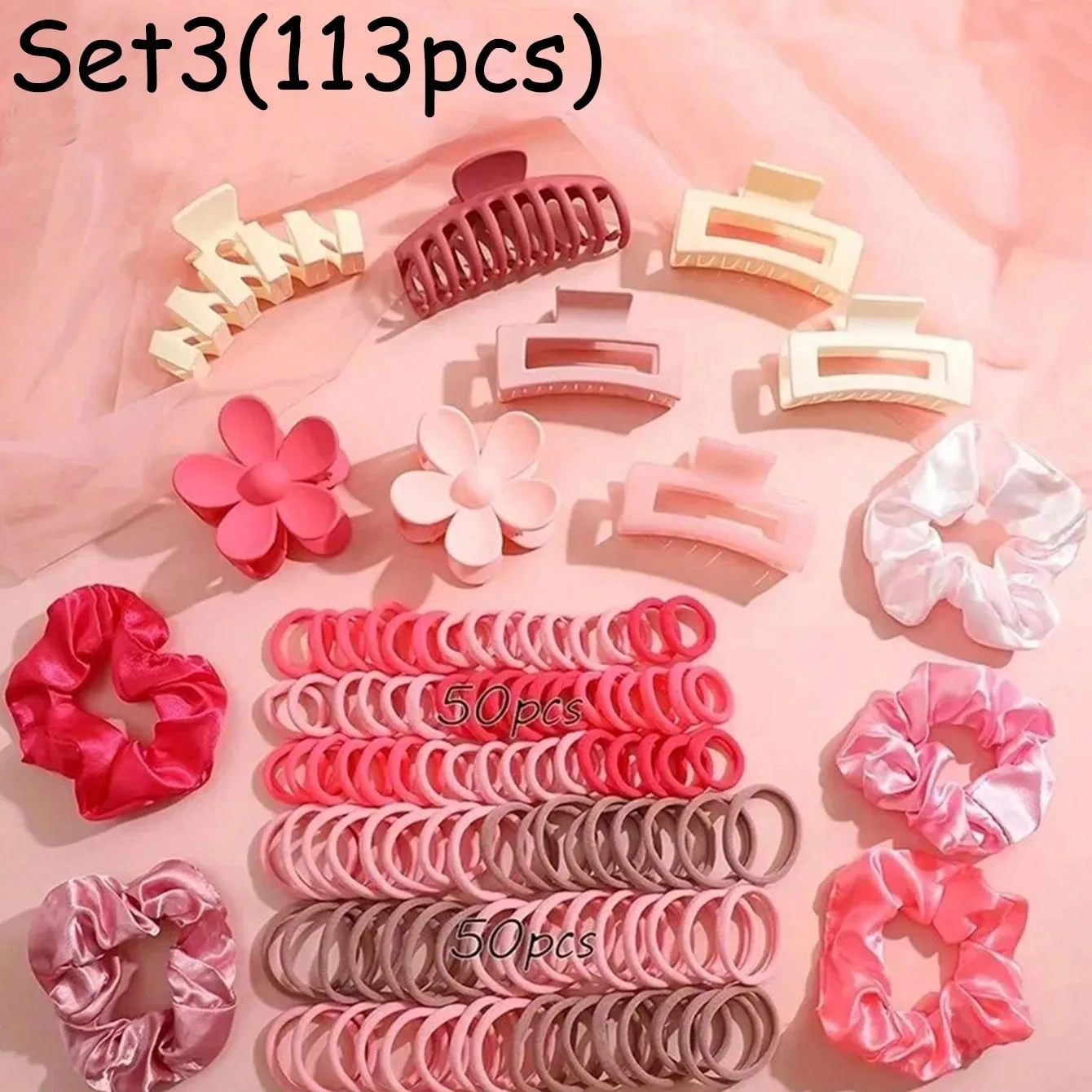 53/57/113 шт., модная эластичная красочная лента, круги для волос в форме цветка, аксессуар для волос, ручка для женщин, повседневный подарок на вечеринку 53/57/113 шт., модная эластичная красочная лента, круги для волос в форме цветка, аксессуар для волос, ручка для женщин, повседневный подарок на вечеринку