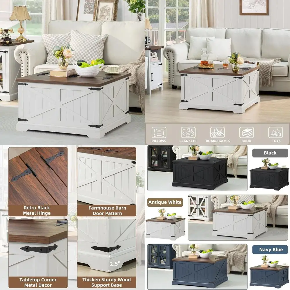 

Античный белый журнальный столик в деревенском стиле с подъемным верхом и деревянным дуговым основанием для современных гостиных