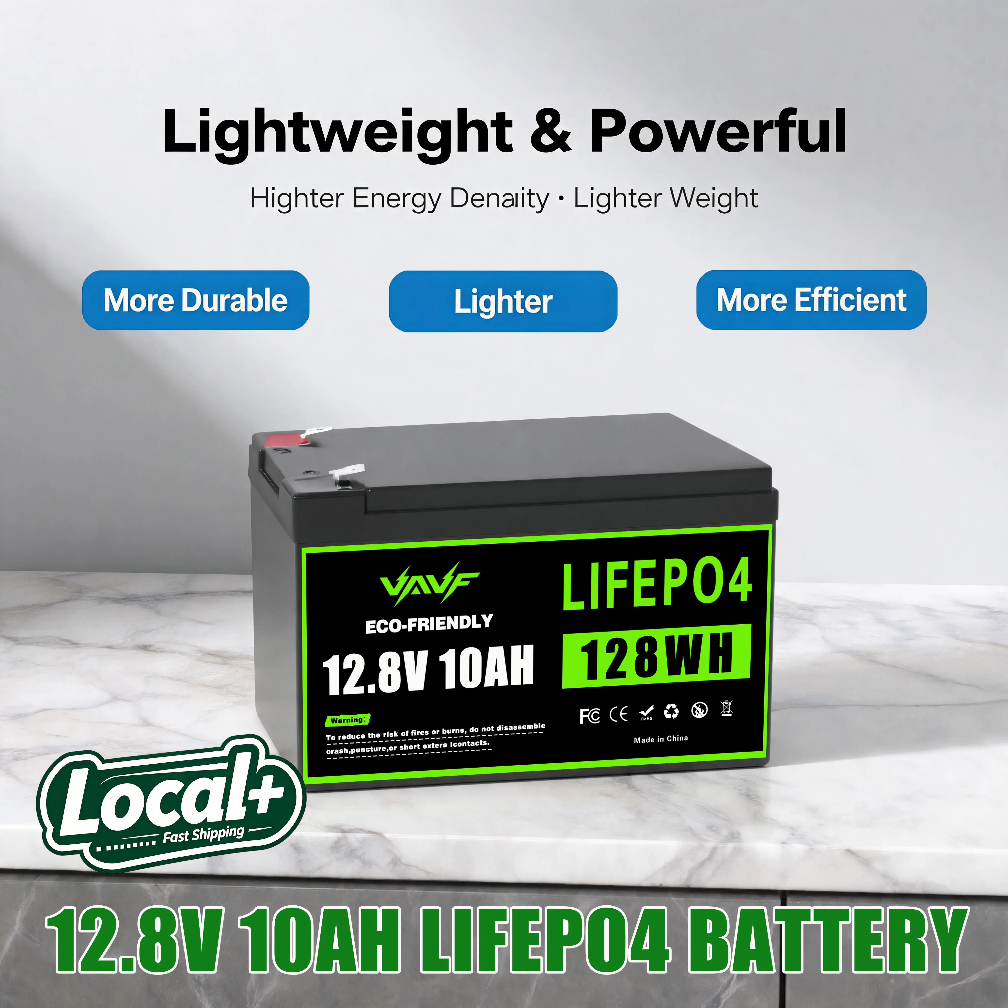 Stock local UE, expédition rapide, batterie rechargeable au lithium 12V 10000mAh, batterie de stockage de grande capacité pour le stockage d'énergie domestique, camping-car, équipement de travail extérieur, système de surveillance