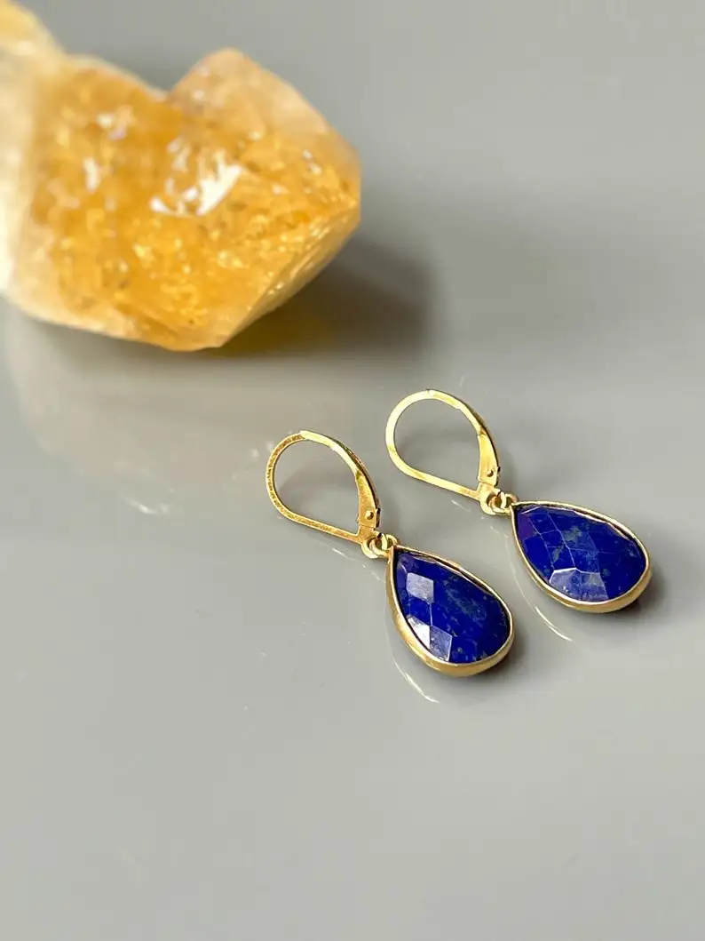 Lapis lazuli earring Lapis lazuli lever back elegant pendant Lapis Lazuli earring Pendant gift for your wife