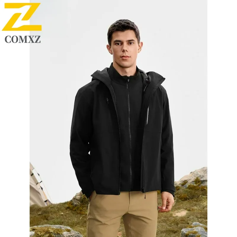 

COMXZ Мужская куртка Минималистичный дизайн с капюшоном Альпинистская ветрозащитная мотоциклетная куртка Повседневный стиль Легкая осенняя одежда