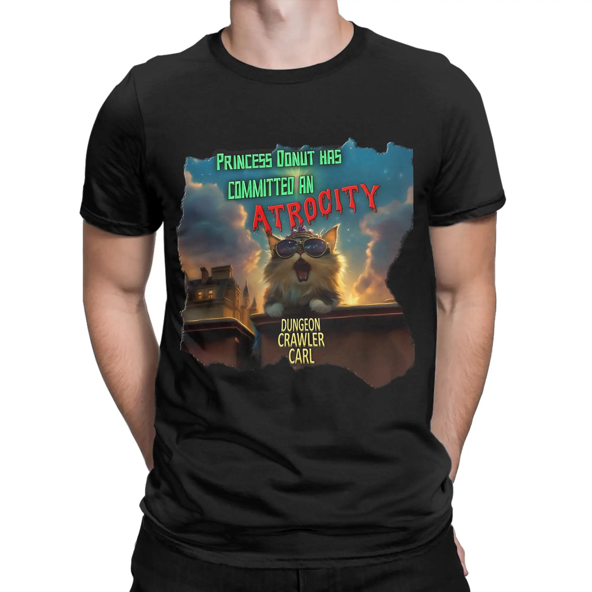Dungeon Crawler Carl Donut has committed an atrocity Funny Graphic 100% Cotton T-Shirt Dungeon Crawler Carl Tops Tees For Men