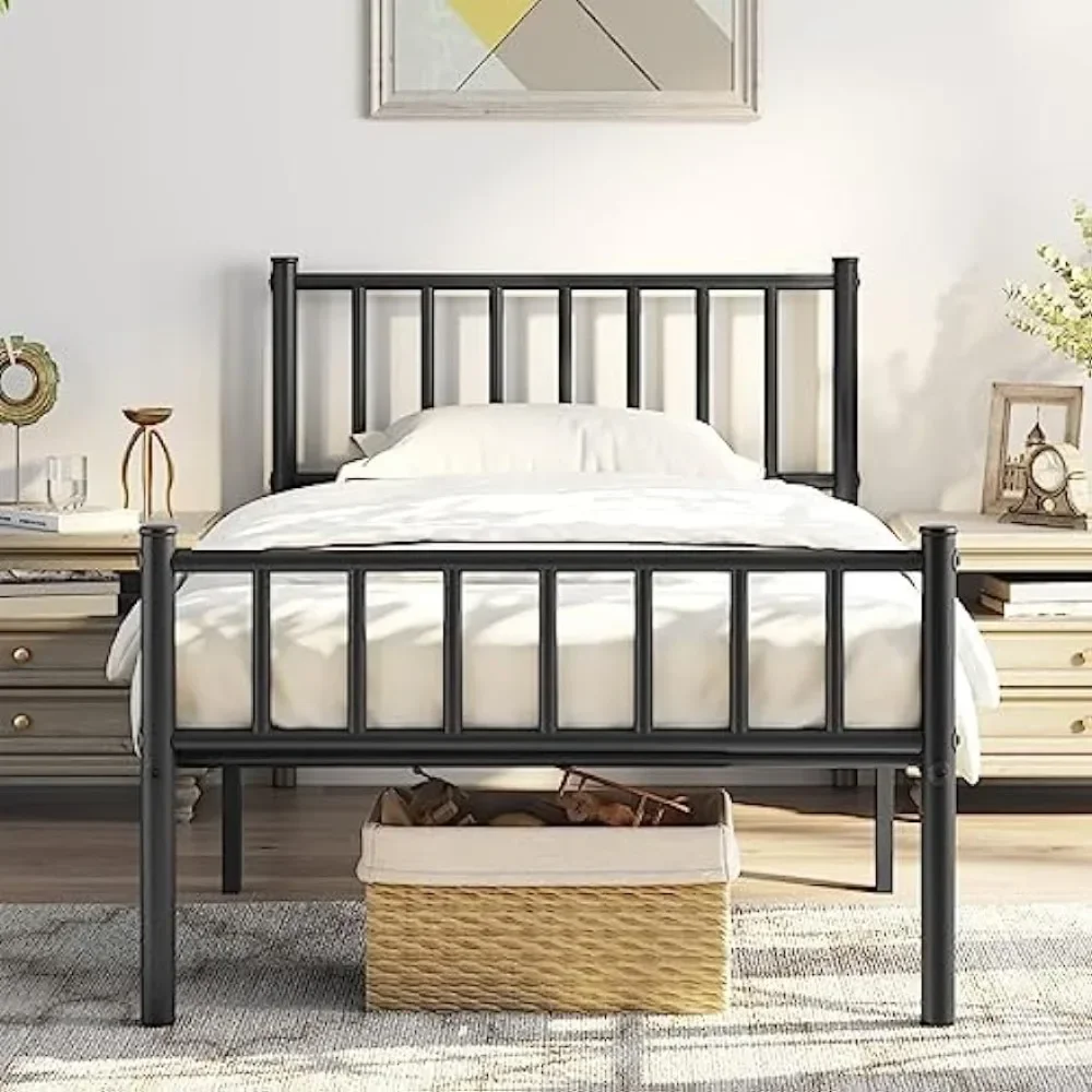 Bed Frame Metal Platform Bed Frame Mattress Foundation with Spindle Headboard & Footboard/No Box Spring Need