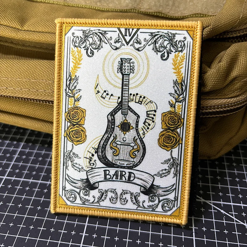 Game Card Tactical Patch Lute Tarot Cards Morale Badge Hook and Loop Printing Patches Military Backpack Bard Sticker