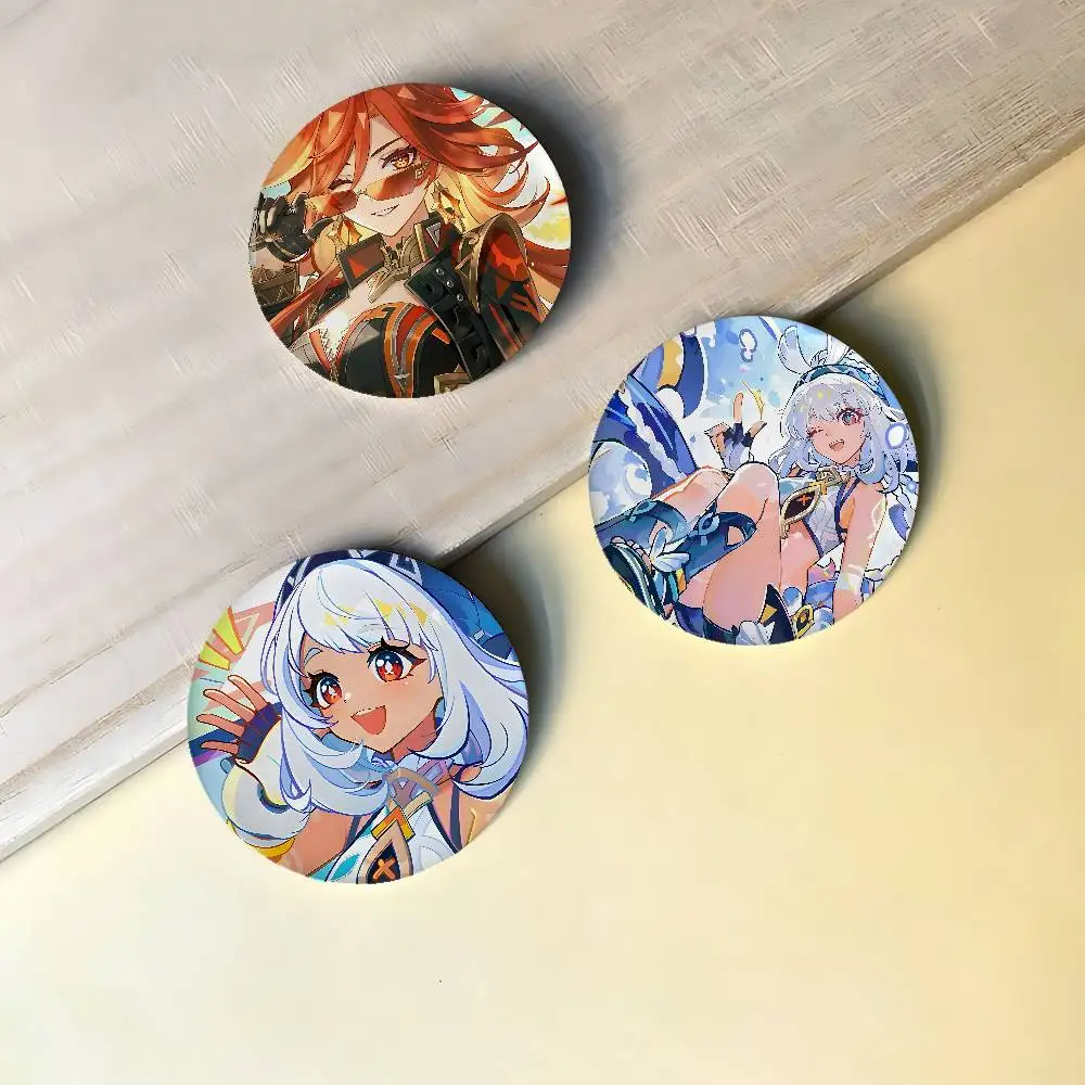 Genshin Impact Badges Peripheral Lapel Pins Tinplate Round Brooch For Shoulder Bag Accessories Souvenir Gifts