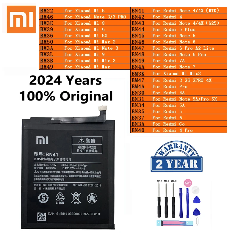 

XiaoMi Phone Battery Redmi Mi Max Note 2 3 3S 4 4A 4X 5 5A 5S 5X 6 6 7 7A 8 9 Go Pro Plus A2 Lite BN41 BN31 BM47 BN34 Batteries