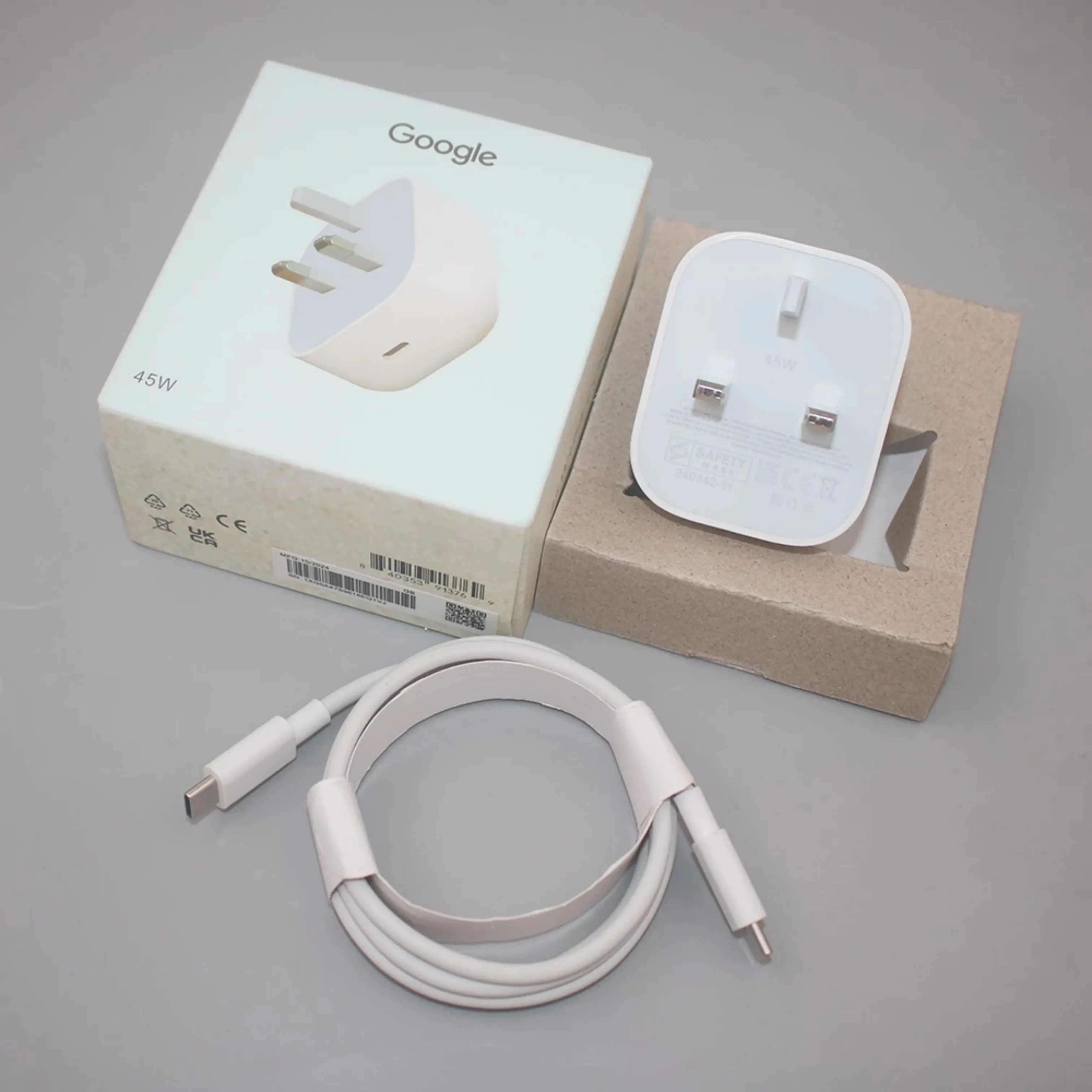 

Зарядное устройство Google Pixelbook 45 Вт, Великобритания, сверхбыстрая зарядка, настенный адаптер питания, кабель USB C к C для Pixel 9 Pro XL Fold 8 7 6 5 Pro 8A