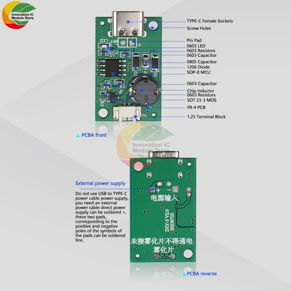 DC5V USB Mini Humidifier Mist Driver Circuit Board Fogger Atomization Film Atomizer Sheet Diy Kits Type-C/Micro USB