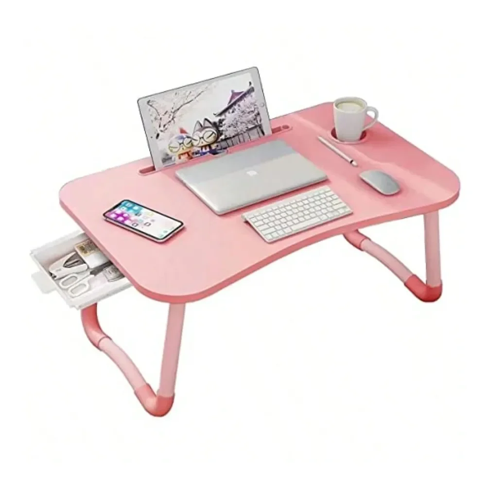 

Складной прикроватный столик для ноутбука с выдвижным ящиком и подстаканником, портативный столик-поднос для кровати, подставка для ноутбука