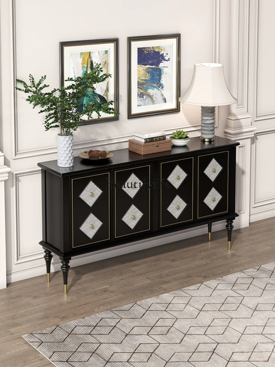 French Entry Lux Sideboard Cabinet Living Room Multi-Functional Storage Solid Wood Natural Shell Hallway Hall Cabinet