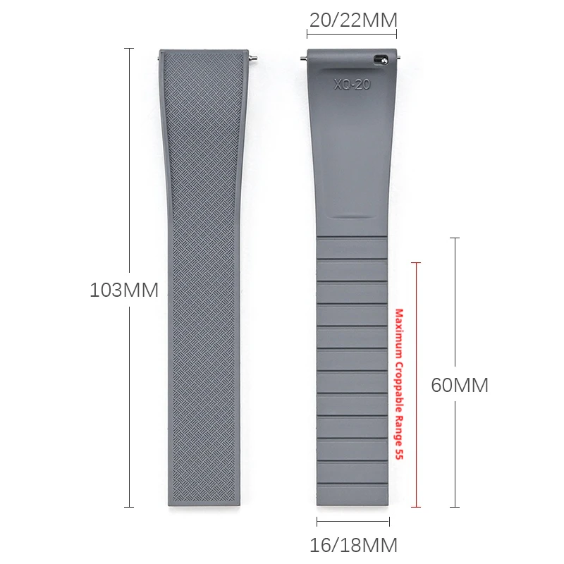 FKM حزام (استيك) ساعة فلورو المطاط حزام 18/19/20/21/22 مللي متر الإفراج السريع للطي المشبك قطع إلى حجم استبدال سوار ساعة للرجال والنساء