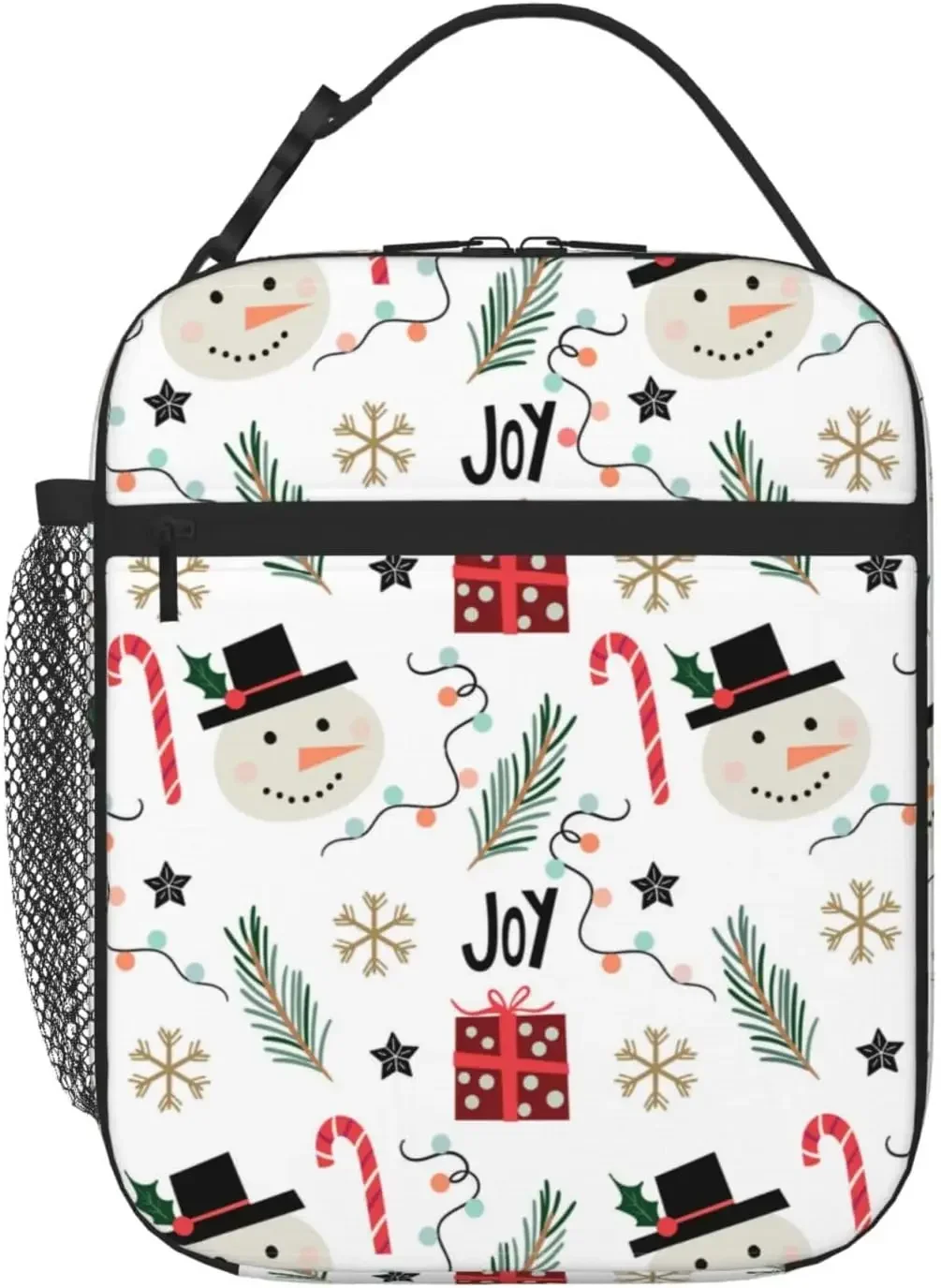 

Christmas With Snowman Reusable Lunch Bag Lunch Box Insulated Cooler Tote Bag For Women Men Work Office Beach Picnic