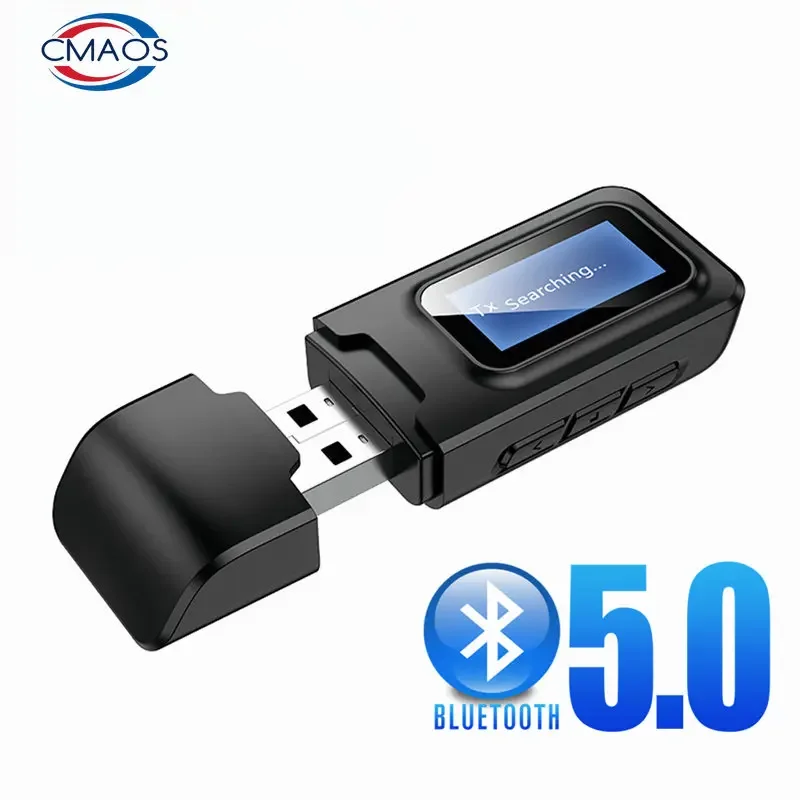 USB Bluetooth Receiver Transmitter Audio Bluetooth 5.0 Adapter For Car PC TV HD HiFi Receptor Wireless Adapter LCD 3.5MM AUX