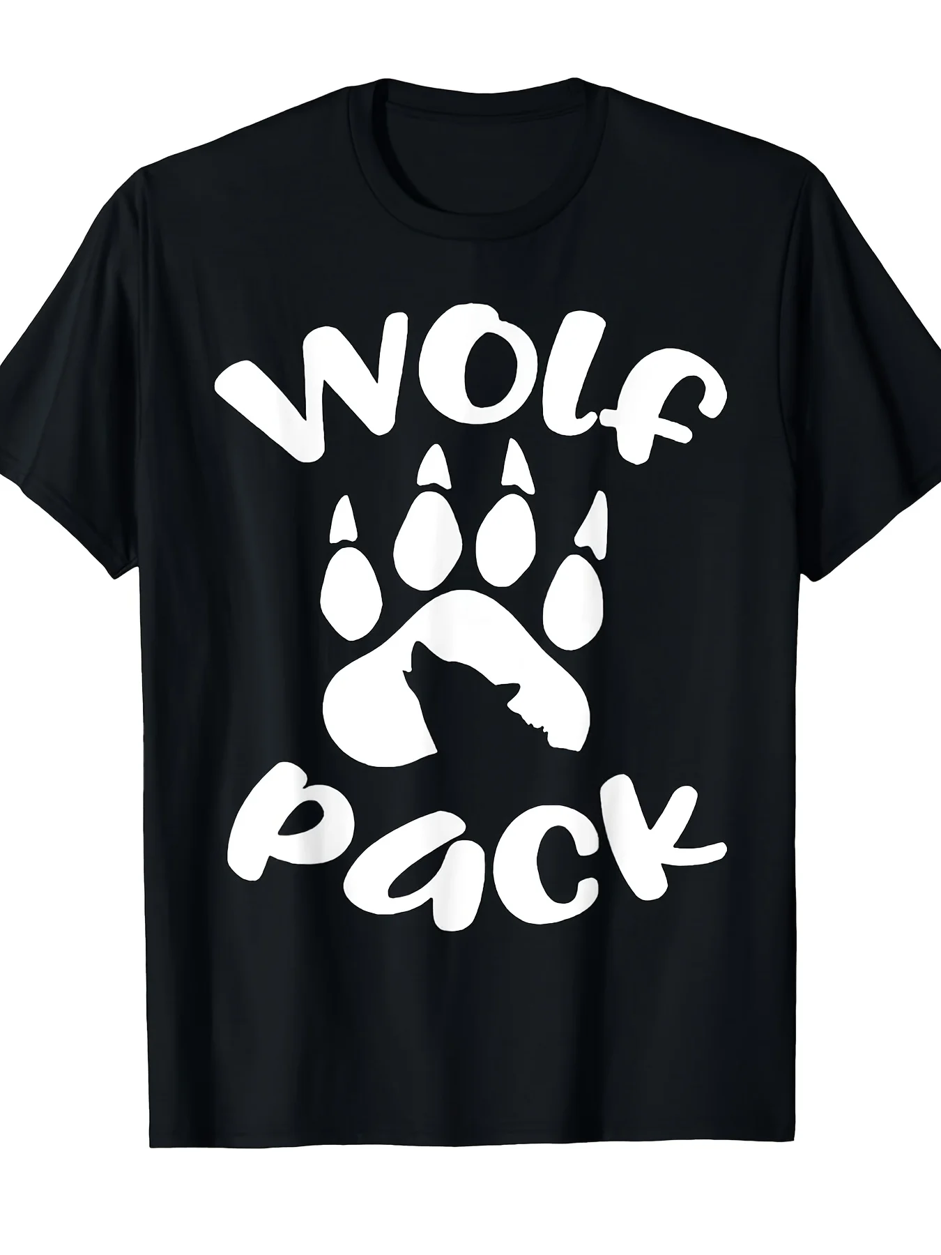 Men's & Women's Retro Graphic Wolf Paw Print & Pack Lettering - 100% Cotton Comfort Round Neck Short Sleeve Tees - All-Season Casual Wear for Wolf Lovers, Family Outfits & Themed Events