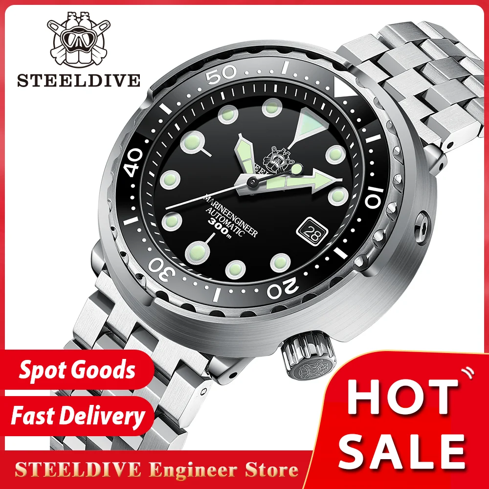 STEELDIVE SD1975 męskie zegarki automatyczne męski zegarek nurkowy 300m wodoodporny mechaniczny zegarek na rękę C3 świecący zegar szafirowe lustro